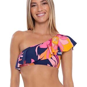 Trina Turk 'Breeze' Asymmetrical Off-The-Shoulder Bandeau Bikini Top, Multi